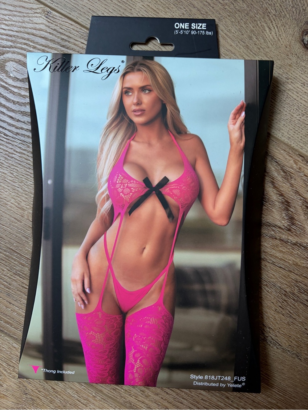 Women's Lace Cutout Bodystocking - Hot Pink